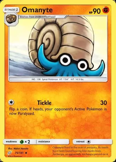 Omanyte 75/181 Team Up Pokemon card