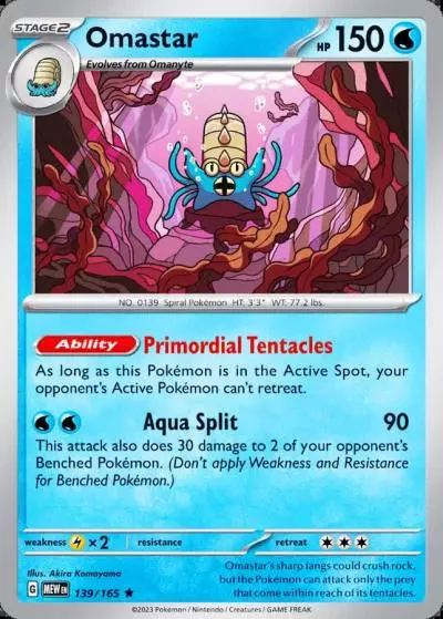 Omastar 139/165 151 Pokemon card