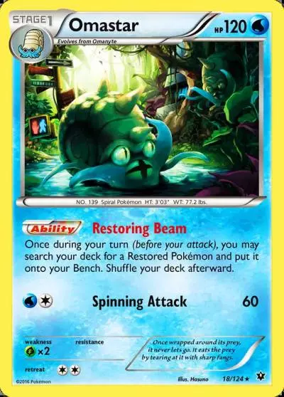 Omastar 18/124 Fates Collide Pokemon card