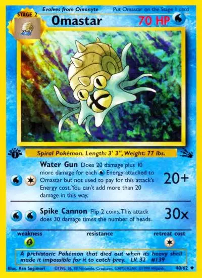 Omastar 40/62 Fossil Pokemon card