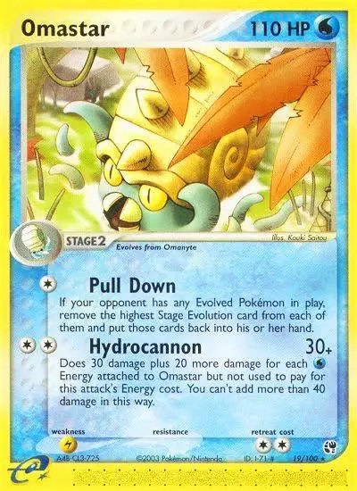 Omastar 19/100 Sandstorm Pokemon card