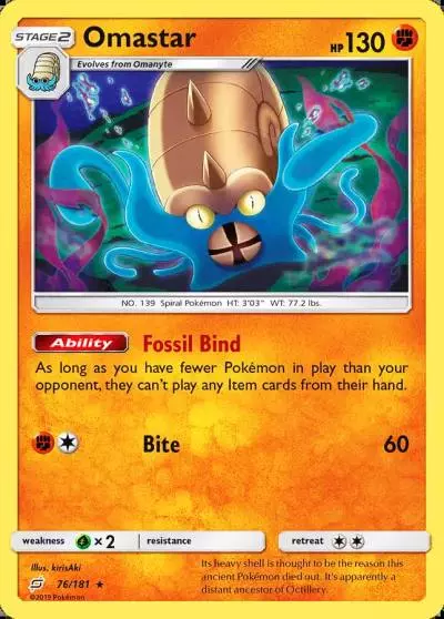 Omastar 76/181 Team Up Pokemon card