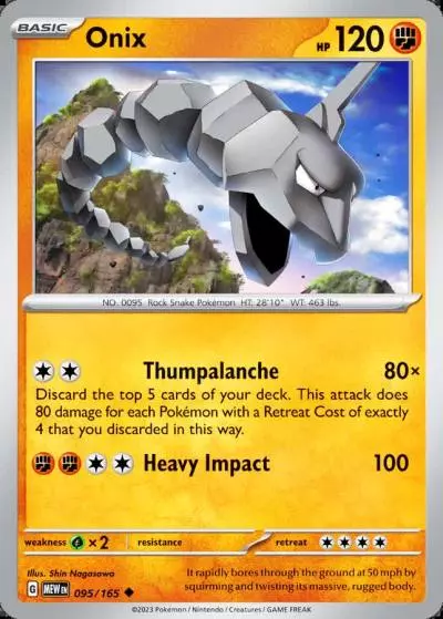 Onix 95/165 151 Pokemon card