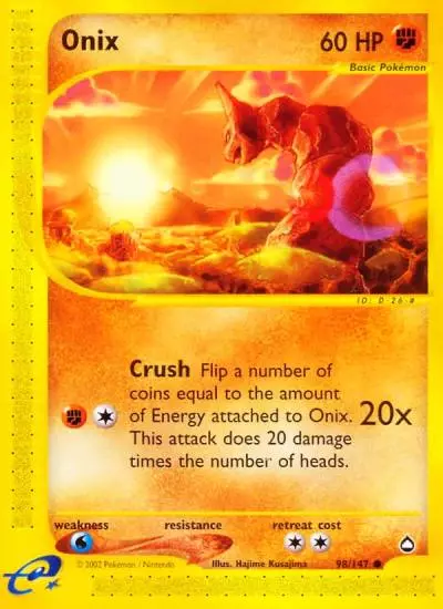 Onix 98/147 Aquapolis Pokemon card