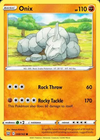 Onix 68/163 Battle Styles Pokemon card