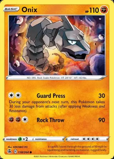 Onix 138/264 Fusion Strike Pokemon card