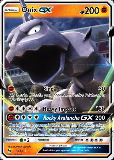 Onix-GX 36/68 Hidden Fates Pokemon card