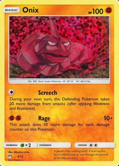Onix 9/12 McDonald's Collection 2019 Pokemon card