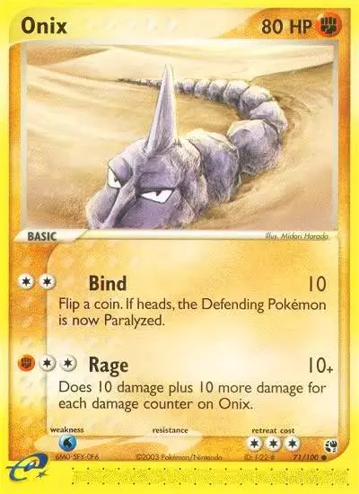 Onix 71/100 Sandstorm Pokemon card