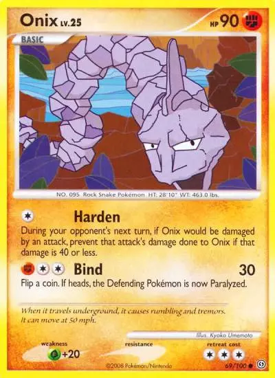 Onix 69/100 Stormfront Pokemon card