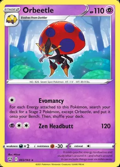 Orbeetle 65/163 Battle Styles Pokemon card