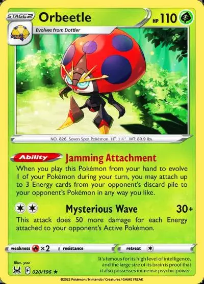 Orbeetle 20/196 Lost Origin Pokemon card