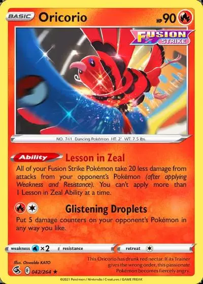 Oricorio 42/264 Fusion Strike Pokemon card