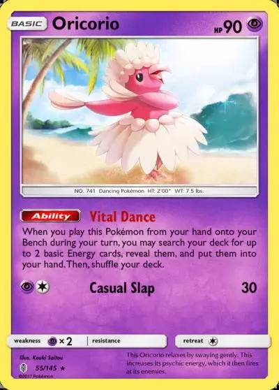 Oricorio 55/145 Guardians Rising Pokemon card