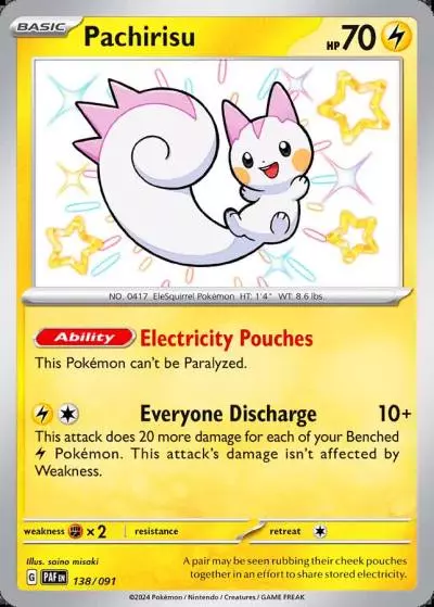 Pachirisu 138/91 Paldean Fates Pokemon card