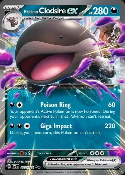 Paldean Clodsire ex 94/159 Journey Together Pokemon card