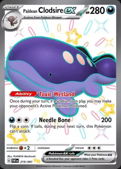 Paldean Clodsire ex 219/91 Paldean Fates Pokemon card