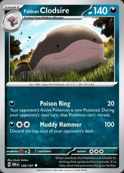 Paldean Clodsire 128/197 Obsidian Flames Pokemon card