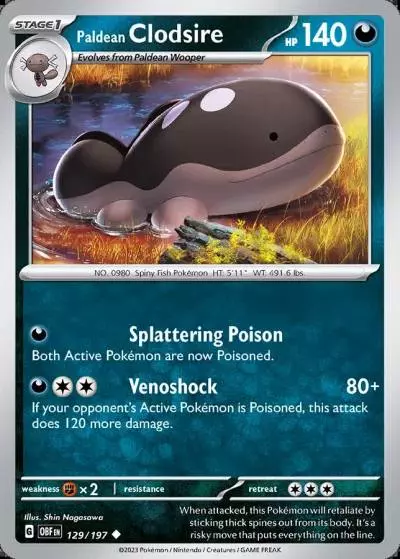 Paldean Clodsire 129/197 Obsidian Flames Pokemon card