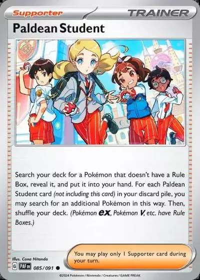 Paldean Student 85/91 Paldean Fates Pokemon card