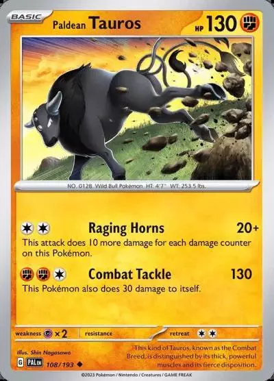 Paldean Tauros 108/193 Paldea Evolved Pokemon card
