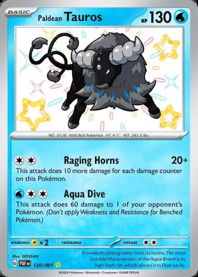 Paldean Tauros 120/91 Paldean Fates Pokemon card