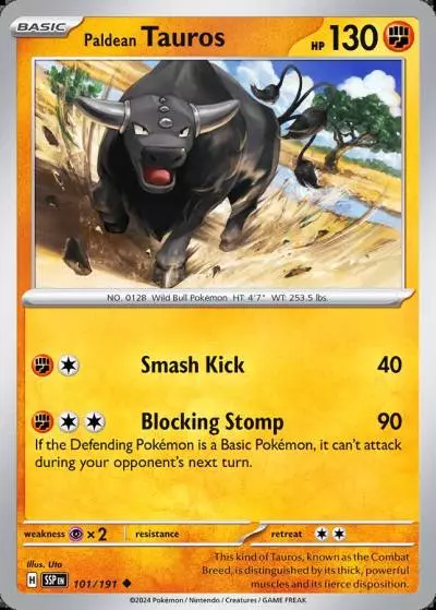 Paldean Tauros 101/191 Surging Sparks Pokemon card