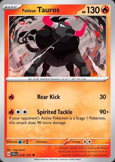 Paldean Tauros 18/191 Surging Sparks Pokemon card