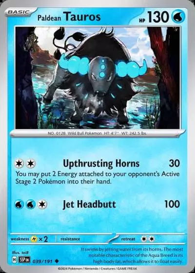 Paldean Tauros 39/191 Surging Sparks Pokemon card
