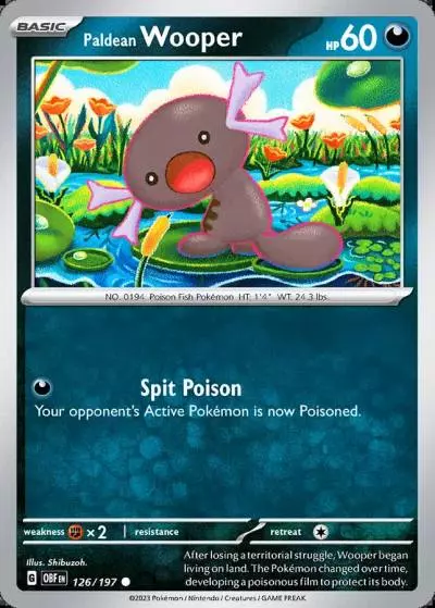 Paldean Wooper 126/197 Obsidian Flames Pokemon card