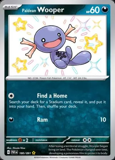 Paldean Wooper 180/91 Paldean Fates Pokemon card
