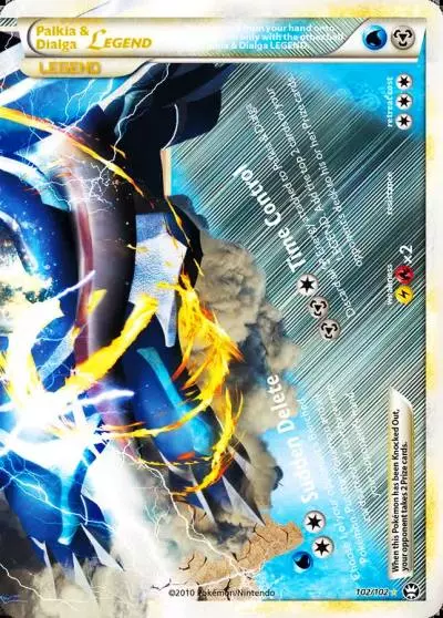 Palkia & Dialga LEGEND 102/102 HS—Triumphant Pokemon card