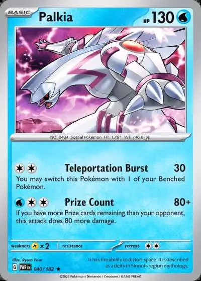 Palkia 40/182 Paradox Rift Pokemon card