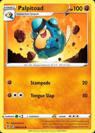 Palpitoad 89/203 Evolving Skies Pokemon card