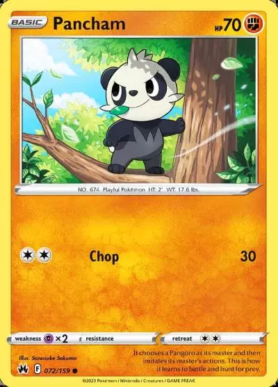 Pancham 72/159 Crown Zenith Pokemon card