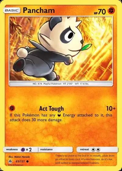Pancham 65/131 Forbidden Light Pokemon card