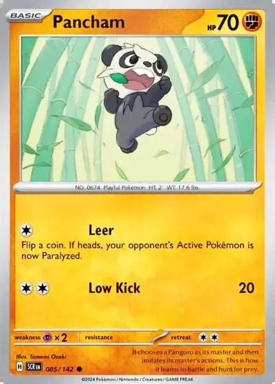 Pancham 85/142 Stellar Crown Pokemon card