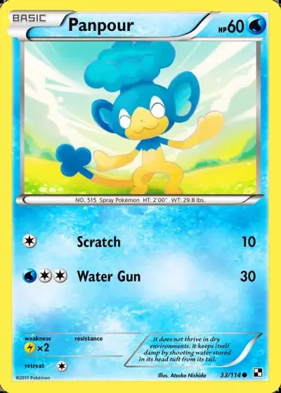 Panpour 33/114 Black & White Pokemon card