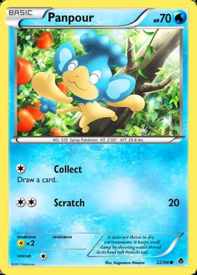 Panpour 22/98 Emerging Powers Pokemon card