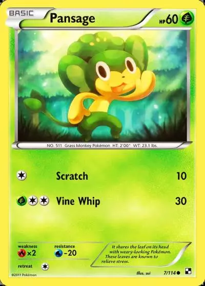 Pansage 7/114 Black & White Pokemon card