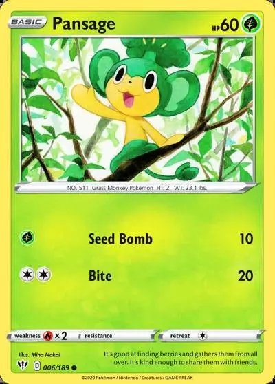 Pansage 6/189 Darkness Ablaze Pokemon card