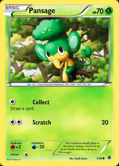 Pansage 1/98 Emerging Powers Pokemon card