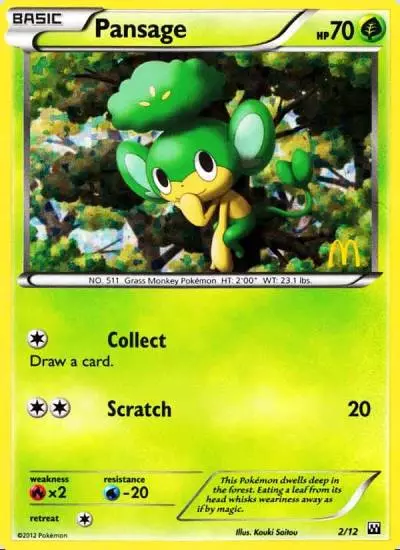 Pansage 2/12 McDonald's Collection 2012 Pokemon card