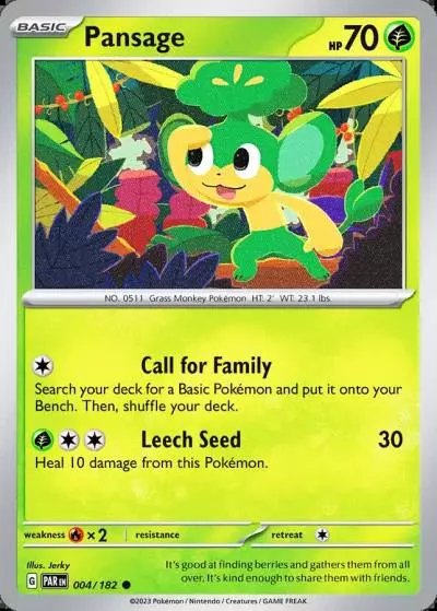 Pansage 4/182 Paradox Rift Pokemon card