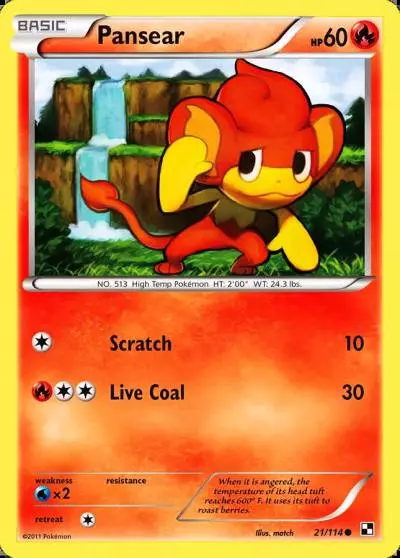 Pansear 21/114 Black & White Pokemon card