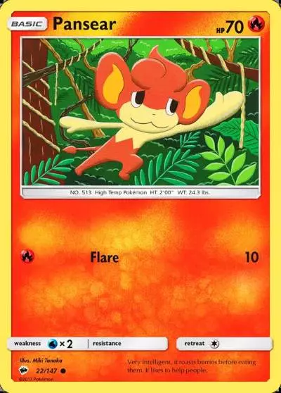 Pansear 22/147 Burning Shadows Pokemon card