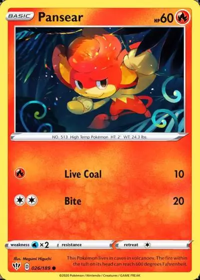 Pansear 26/189 Darkness Ablaze Pokemon card