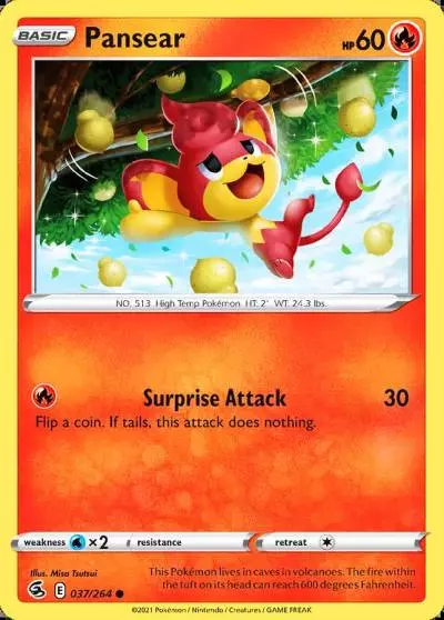Pansear 37/264 Fusion Strike Pokemon card
