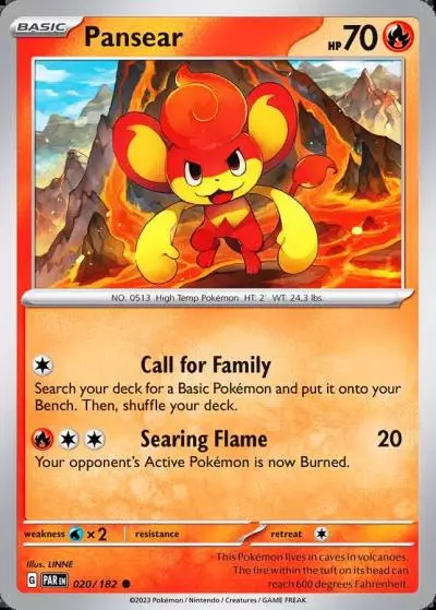 Pansear 20/182 Paradox Rift Pokemon card