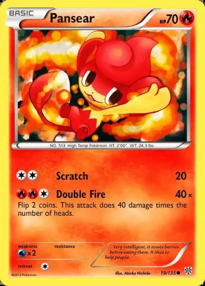 Pansear 19/135 Plasma Storm Pokemon card